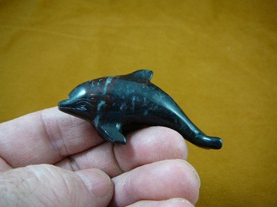 Y-DOL-SW-722) Black DOLPHIN swimming gemstone carving FIGURINE I