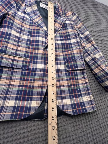 Gant Madras Preppy Multicolor Blazer Coat Boy's Size 8 10 India Vtg Hand Woven - Picture 3 of 14