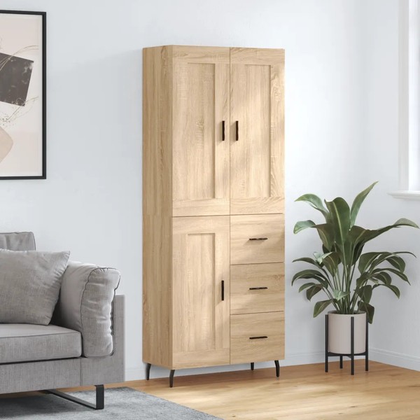Landhaus Highboard Sonoma-Eiche Nachbildung 69,5X34X180 Cm Holzwerkstoff-image