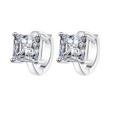 1/2ct D VVS1 Princess Cut Moissanite Hoop Earrings Women 925 Sterling Silver GRA