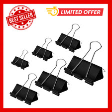 Binder Clips Paper Clamps Assorted Sizes 100 Count Black , X Large, Large, Medi