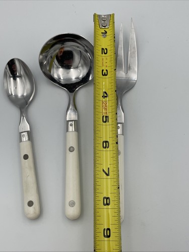 WF Mardi Gras Acciaio Inox 3pz Servizio Forchetta Washington Forge COREA Manico Bianco GB - Foto 6 di 17