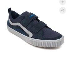 GEOX BOYS' J ALONISSO SUEDE & CANVAS SNEAKER IN NAVY/GRAY  Size US 6/ EU 39