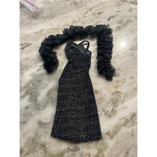 Vintage 1976 Superstar Barbie Dramatic Black  Silver Shimmer Boa and Dress 9837