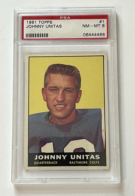 1961 Topps Johnny Unitas PSA 8 Card number 1