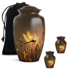 Dragon Fly Cremation Keepsake Urns 10Inch + 3Inch Set Of 2 for Human Adult