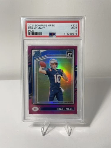 2024 Panini Donruss Optic - Drake Maye #379 - Pink Prizm Rated Rookie - PSA 9