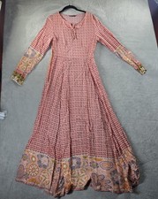 SheIn Maxi Dress Womens Small Pink Geometric Boho Long Sleeve Scoop Neck Print