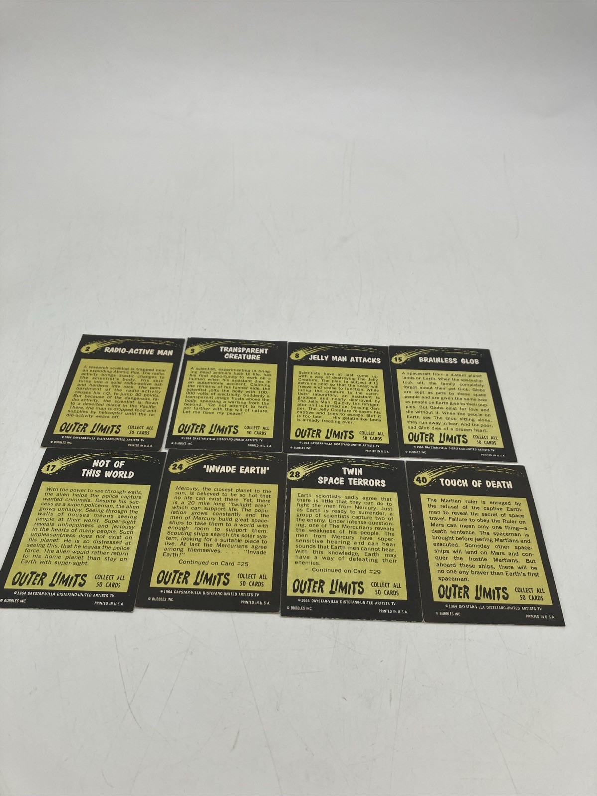 1964 Topps Outer Limits Card Lot 8 different cards Ships Fast