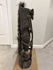 Papua New Guinea 30” Tall Wood  Statue w/ Weave, Feathers, Sepik River Spiritual — photo 7