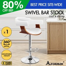 ALFORDSON Bar Stool Swivel Backrest Armrest Gas Lift Wooden Dining Chair Kitchen