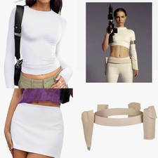 Star Wars Women  s Costume/Cosplay Queen Padme White Top, White Skirt, Belt 