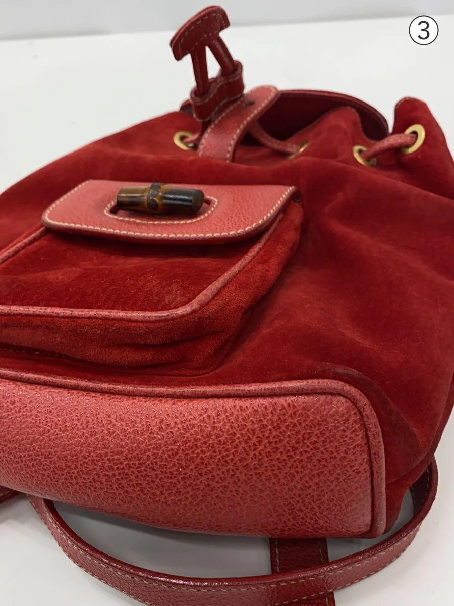 GUCCI Backpack Suede RED Solid - image 9
