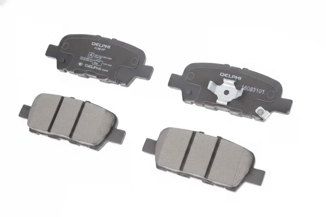 DELPHI LP3158 Kit pastiglie freno con segnalatore acustico usura, senza accessori, con lamierino anticigolío - Immagine 2