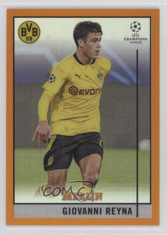 2020 Topps Merlin Collection Chrome UCL Orange Refractor 1/25 Giovanni Reyna 4s3