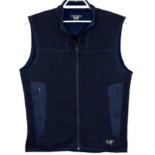 Arc'teryx Polartec Sweater Full Zip Vest Mens Size Large Dark Blue Zip Pockets
