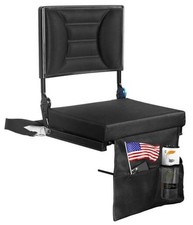 Extra Wide Stadium Seat with Back Support  Adjustable High Back  1 PACK Black