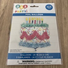 321 Party Foil Balloon - Birthday Cake With Garland - 25 Inches
