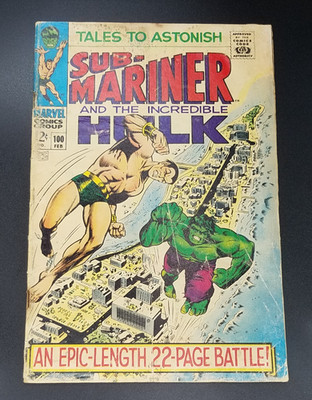 Tales to Astonish #100 Sub-Mariner And Hulk VG 1968 Marvel KEYS
