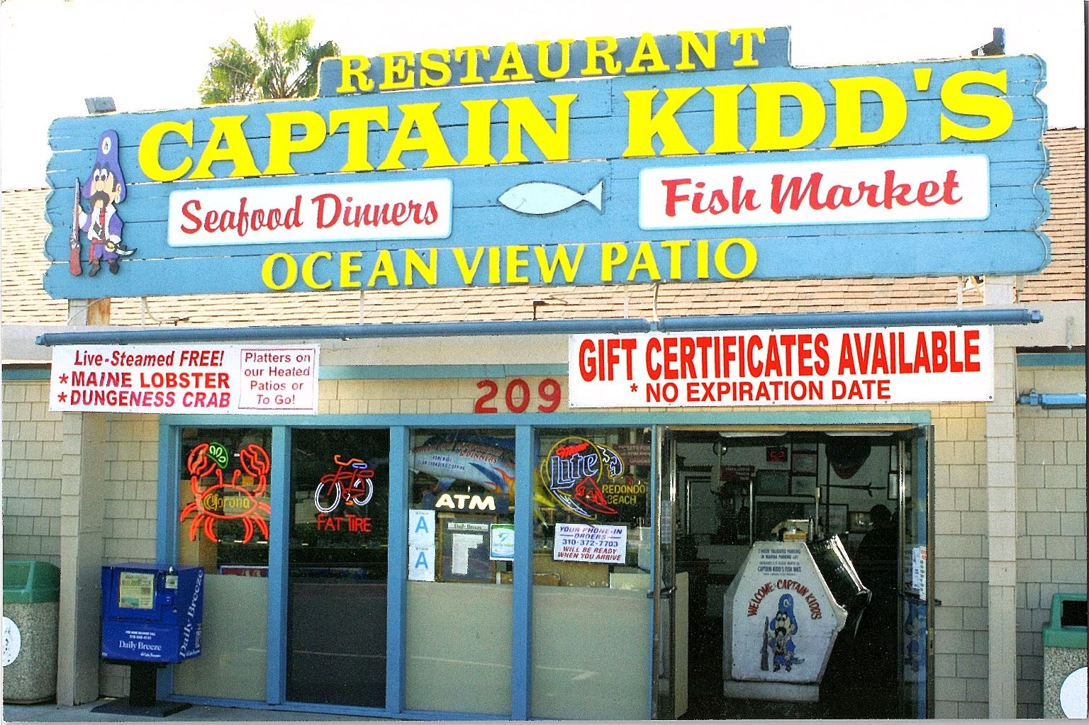 Restaurante Captain Kidd Mercado De Pescado Redondo Beach CA Cromo Continental
