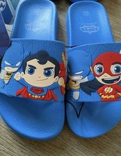 Boys Sliders Dc Comics Size 12.5 Eu31 Flash Batman Superman Bnwt Summer Holiday