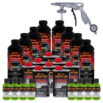 Custom Coat Lime Green 2 Gal Urethane Spray-On Truck Bed Liner Kit w/ Spray Gun