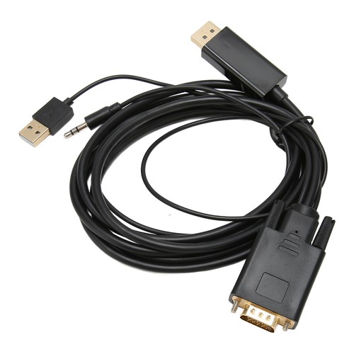 VGA To Connector Cable HD Video Converter Cable With Power Supply And Sou NEW - Afbeelding 3 van 12