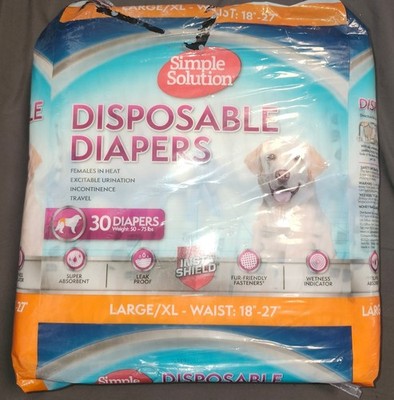 Simple Solution Disposable Female Dog Diaper Incontinence Large XL 30ct 18''-27''