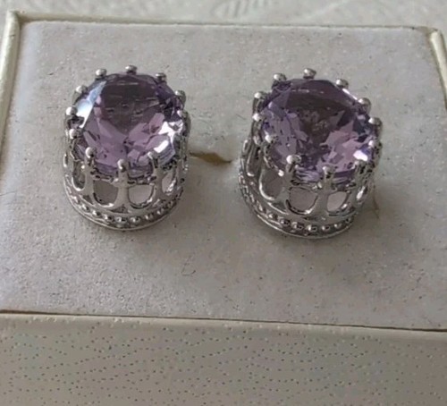 STS STERLING 925 SILVER AMETHYST EARRINGS