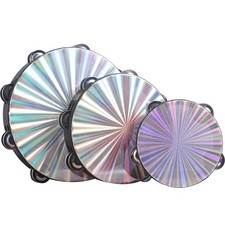 3 Pack Radiant Tambourine Hand Held Drum 6/8/10 Inch Double Row Jingles Refle