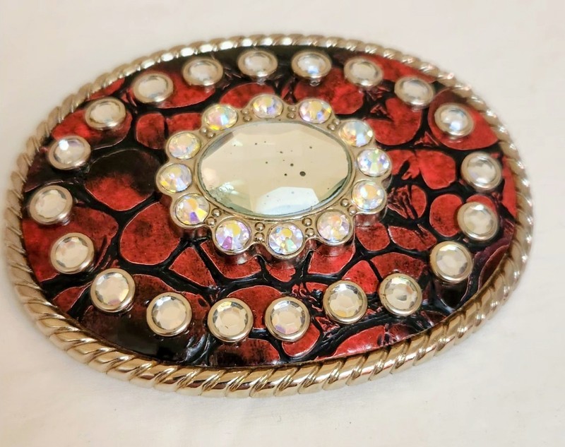 Vintage Belt Buckle Or Scarf Tie. 4.5 X 5.5" Nice Bling.  