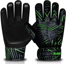 Beast Rage Soccer Goalkeeper Gloves For Kids Anti-slip 4MM Latex Palm Size 5 NEW
