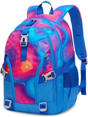 18'' Tie Dye Blue School Backpack for Teen Girls Boys College Daypack