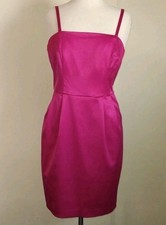 Express Sheath Fuchsia Satin Strappy/Strapless Formal Mini Dress W Pockets Sz 8