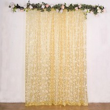 8ft x 8ft GOLD Tulle Backdrop CURTAIN Drape Panel Embroidered Sequins Event