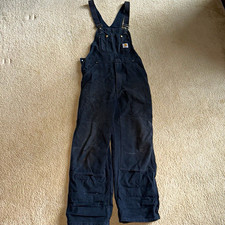Carhartt R01 BLK Black Cotton Canvas Duck Work Bib Overalls Unisex