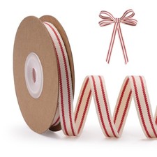 FAKILO Cute Stripe Ribbon for Gift Cake Present Wrapping 3/8 Inch, Red