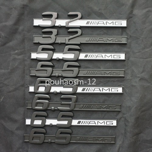 2x Black Silver 5.5AMG Chrome Plastic Emblem Sticker Badge Decal V8 Fender Sport - Foto 11 di 11