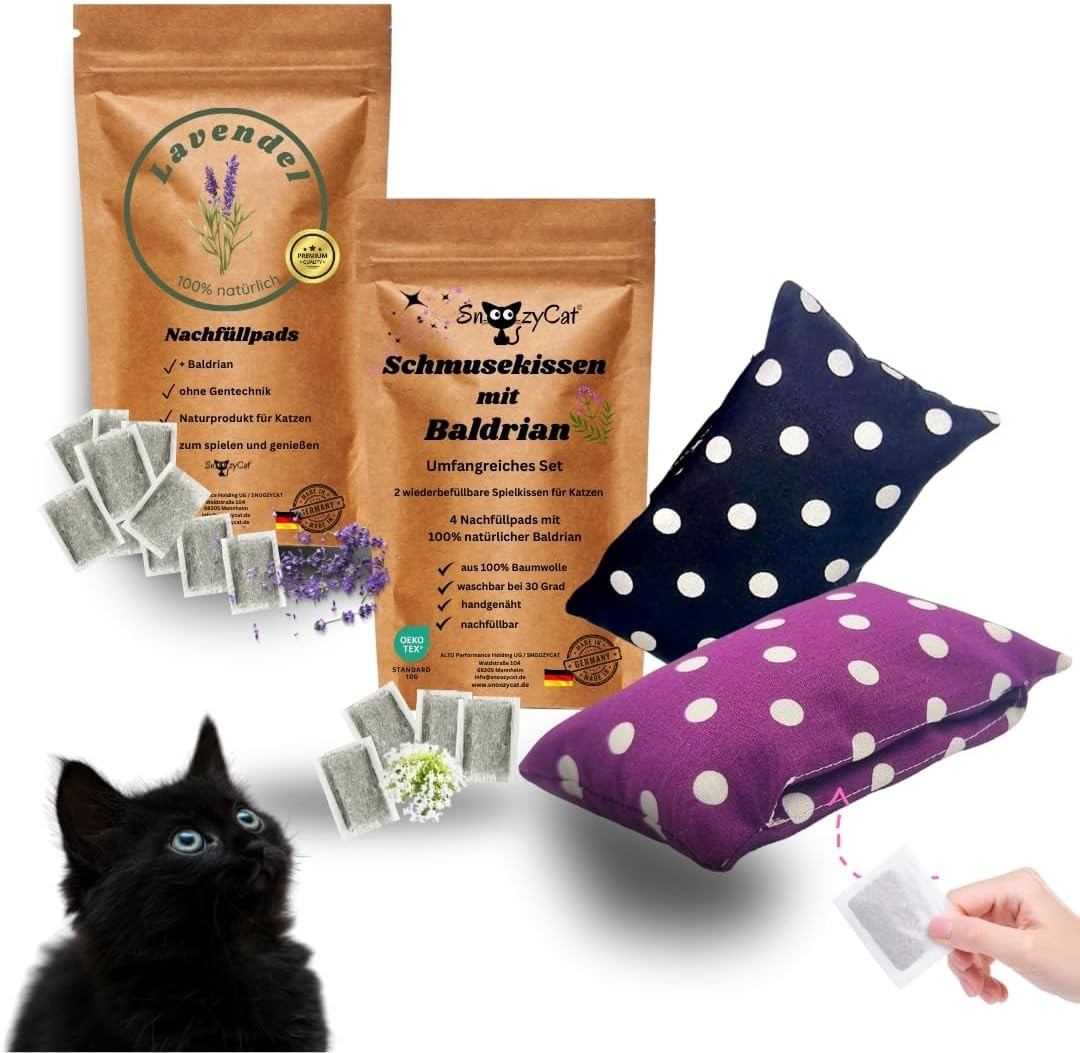 2 Cuscini per Gatti + 14 Cuscinetti Di Ricarica Con Lavanda E Valeriana – Giocat