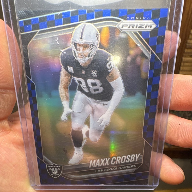 Panini 2025 Prizm Football Maxx Crosby Las Vegas Raiders Blue Checker #195