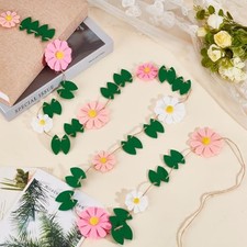 2Pcs of 63" Total 126" Daisy Garland Banner, Colorful Felt Daisy Flower Leave...