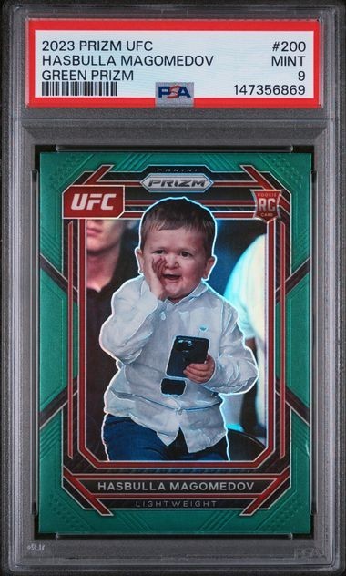 2023 Panini Prizm UFC Hasbulla Magomedov RC Green Prizm Rookie #200 PSA 9