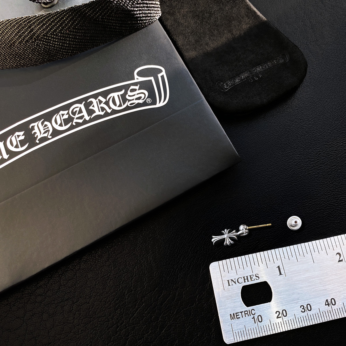 Authentic Chrome Hearts Small Dangling Cross Earr… - image 3