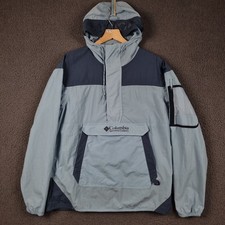 COLUMBIA Jacket Mens L Large Blue Challenger Windbreaker Anorak 1/2 Zip Pullover