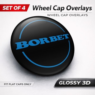Borbet Wheel Cap Overlays 3D Domed Resin Center Cap Stickers Set of 4