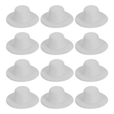 3.1 Inch Mini Formal Hats, 12 Pcs Doll Hats for Crafts, Light Gray