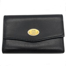 GUCCI Interlocking G 6-row key case leather black gold hardware