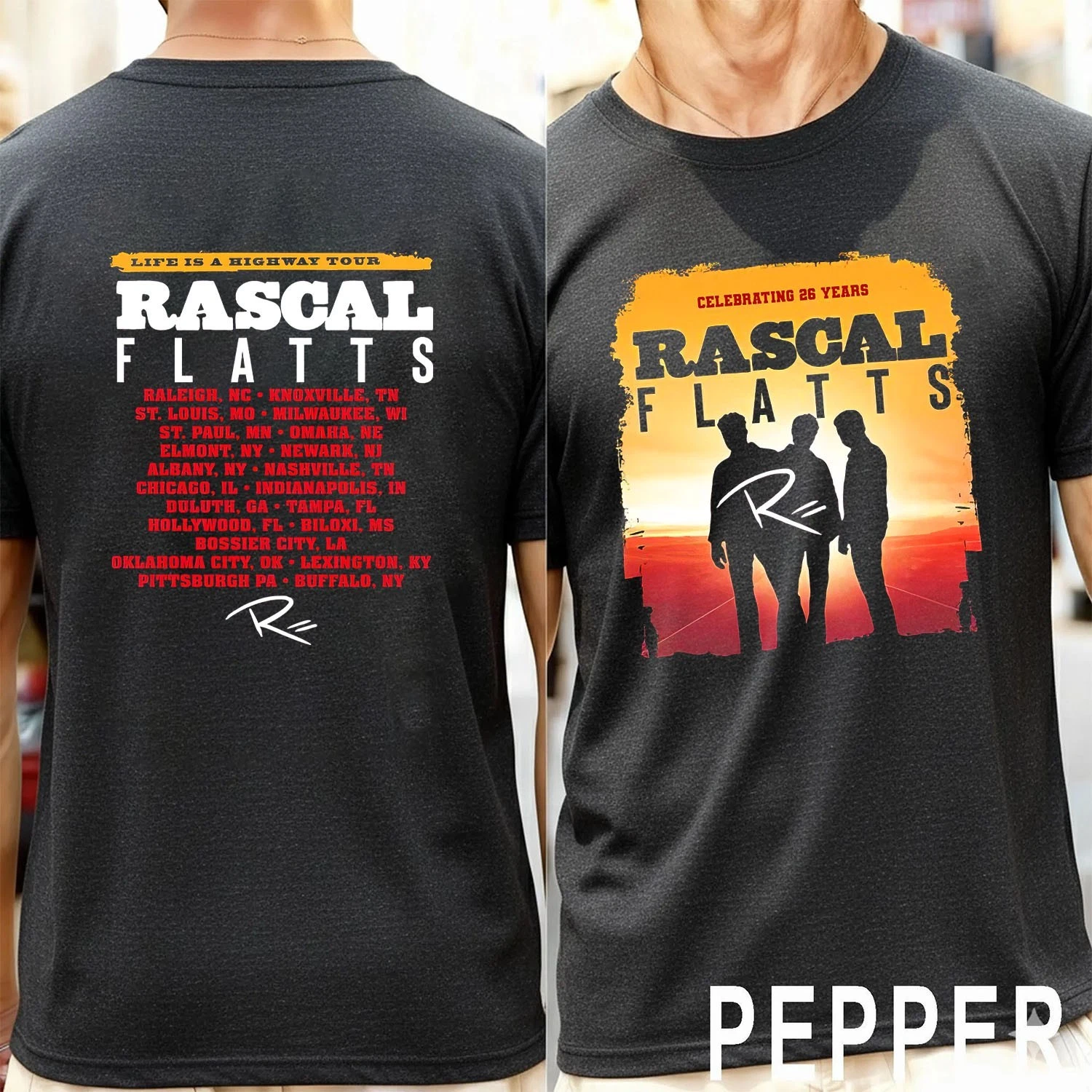 Rascal Flatts 2026 Black Tour Tee Double Sided T-Shirt