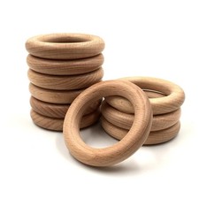 Wood Rings, 10 Pcs Unfinished 7cm Solid Natural Beech Wooden Rings Circles Wi...
