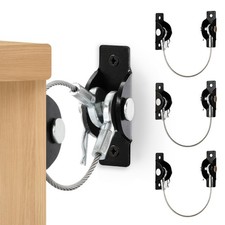 Furniture Anchors Anti-Tip Kit 4 Pack - Straps for 4 Pack, Black